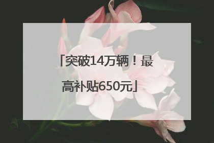 突破14万辆！最高补贴650元